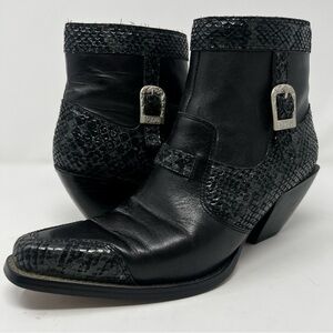 Dingo Black Ankle Boots with Silver Buckle